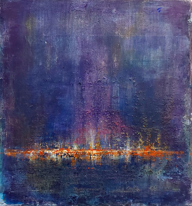 Luce nel viola 47×50 T.m. su tavola
